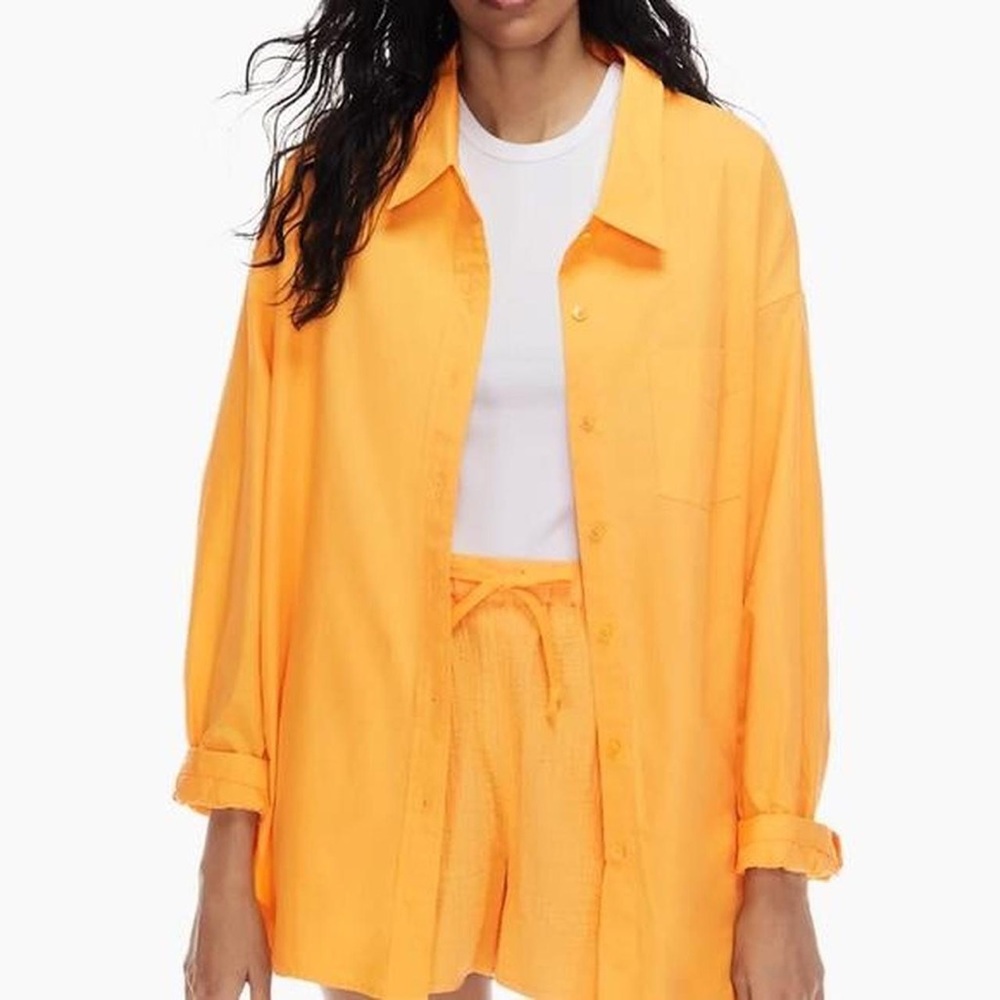 Aritzia Wilfred Free Playful Apricot Button Down Relaxed Shirt